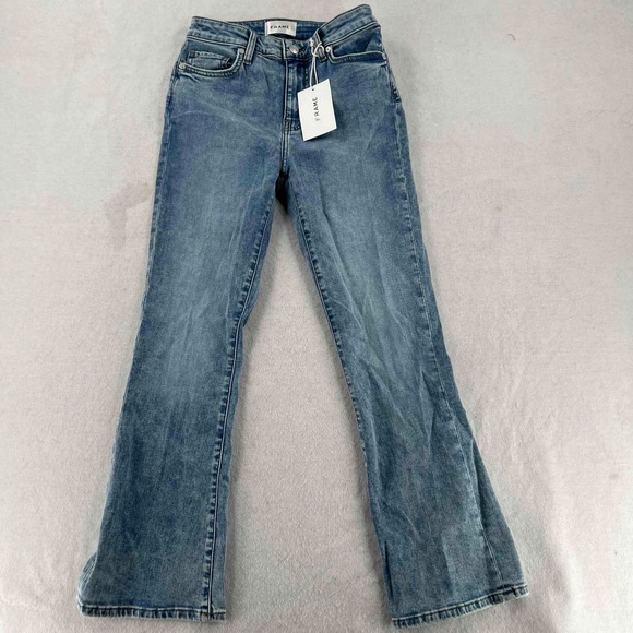 NWT Frame Pants Women's Denim Le Crop Mini Boot Bootcut Blue Stretch Size 25x28 - Picture 1 of 8